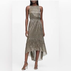 NWT Banana Republic, Metallic High-Low Dress, Size Medium Tall